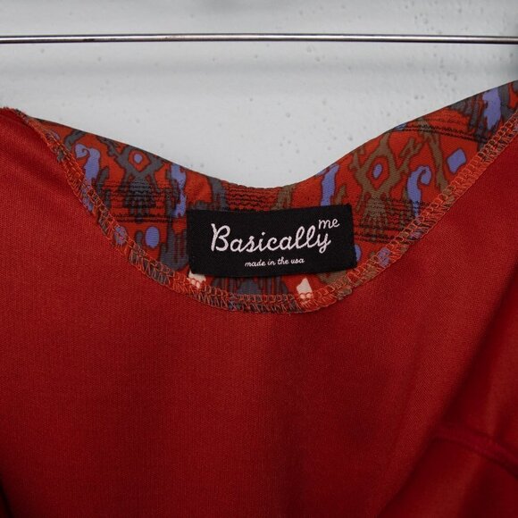 Basically Me red abstract print shift dress-S - Picture 4 of 7